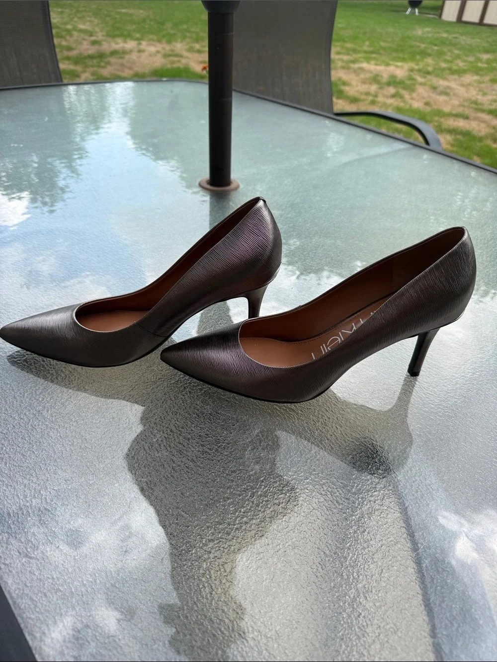 Calvin Klein Metallic Silver Pointed Pumps - never worn!!!
